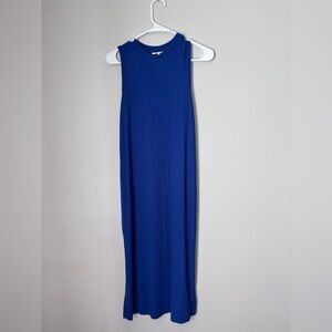 Motherhood Blue Sleeveless Midi Maternity Dress